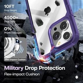 img 1 attached to TAURI [5 In 1 Designed For IPhone 13 Pro Case, Not Yellowing, With 2 Screen Protector + 2 Camera Lens Protector [Military Grade Protection] Shockproof Slim Phone Case 6.1 Inch, Dark Purple
