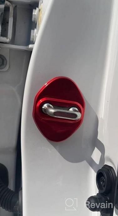 img 1 attached to Protect Your Honda With TOMALL Stainless Steel Car Door Lock Covers In Sporty Red review by Loren Jacobson