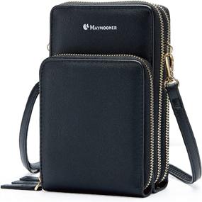 img 4 attached to 📱 Maymooner Women's Cell Phone Purse – Small Crossbody Bag with Card Slots, PU Leather and Multiple Zipper Closure