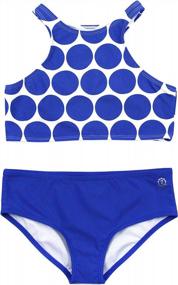 img 4 attached to Защитите свою маленькую девочку от солнца с купальниками SwimZip UPF 50+ с лямкой на шее в нескольких цветах