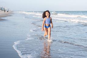 img 2 attached to Защитите свою маленькую девочку от солнца с купальниками SwimZip UPF 50+ с лямкой на шее в нескольких цветах