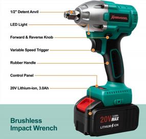 img 2 attached to Powerful And Convenient: KINSWOOD 20V MAX Cordless Impact Wrench With 320N.M Torque, 4 Drive Impact Sockets, Li-Ion Battery, Fast Charger, And Tool Bag
