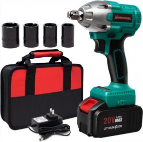 img 4 attached to Powerful And Convenient: KINSWOOD 20V MAX Cordless Impact Wrench With 320N.M Torque, 4 Drive Impact Sockets, Li-Ion Battery, Fast Charger, And Tool Bag