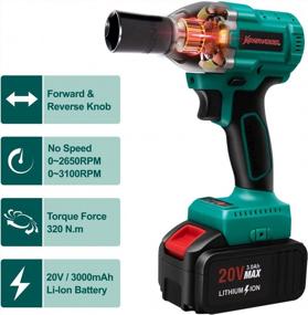 img 1 attached to Powerful And Convenient: KINSWOOD 20V MAX Cordless Impact Wrench With 320N.M Torque, 4 Drive Impact Sockets, Li-Ion Battery, Fast Charger, And Tool Bag
