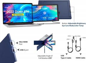 img 3 attached to Duex Portable Monitor - 12.5" Screen with 1920X1080 Resolution, 60Hz Refresh Rate, Swivel Adjustment, HDMI Compatibility, HD Display - Perfect for External Laptop Use