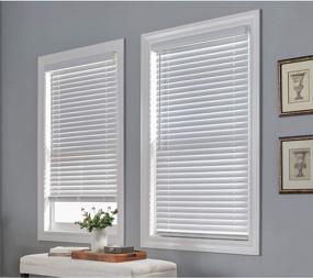 img 1 attached to White 27 Inch W X 64 Inch L Faux Wood Cordless Blinds Window Privacy Shades Adjustable Slats - BrylaneHome 2