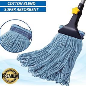 img 3 attached to 🧹 3-Pack Commercial Blue Cotton Looped End String Mop Head Replacement - Reusable, Washable Mops for Heavy Duty Floor Cleaning - Wet Industrial Cleaning Refill