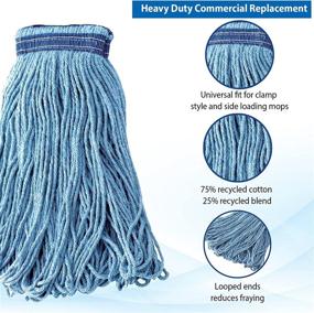 img 2 attached to 🧹 3-Pack Commercial Blue Cotton Looped End String Mop Head Replacement - Reusable, Washable Mops for Heavy Duty Floor Cleaning - Wet Industrial Cleaning Refill