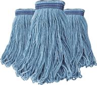 🧹 3-pack commercial blue cotton looped end string mop head replacement - reusable, washable mops for heavy duty floor cleaning - wet industrial cleaning refill logo