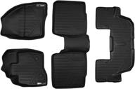 🔲 maxliner custom fit floor mats 3 row liner set - black, compatible with 2015-2016 ford explorer (no 2nd row center console) logo