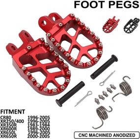 img 2 attached to Red Wide Foot Pegs Pedals Rests - Billet MX for Honda CR80 1996-2005, XR250, XR400 1996-2005, XR350R 1983-1984, XR600R 1989-2000, XR650L 1996-2016, XR650R 2000-2005