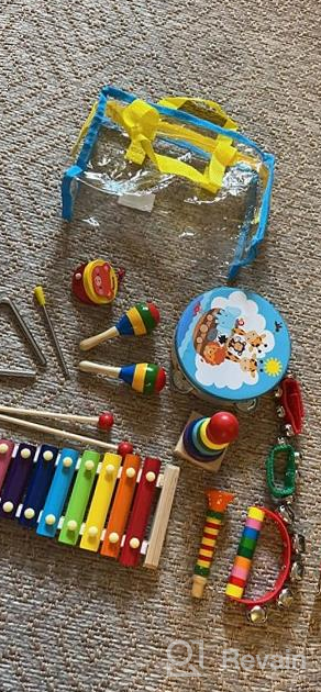 img 1 attached to Enhance Your Child'S Creativity With LOOIKOOS Wooden Percussion Instruments Set review by Davon Man