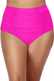 img 4 attached to Plus Size Women'S High Waisted Ruched Tummy Control Bikini Bottom Tankini Briefs