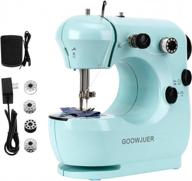 🧵 goowjuer portable mini sewing machine: lightweight electric double thread with extension table - ideal for beginners, tailors, arts & crafts, household use in blue! logo
