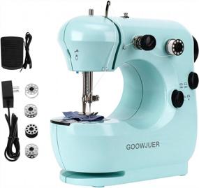 img 4 attached to 🧵 GOOWJUER Portable Mini Sewing Machine: Lightweight Electric Double Thread with Extension Table - Ideal for Beginners, Tailors, Arts & Crafts, Household Use in Blue!