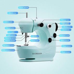 img 2 attached to 🧵 GOOWJUER Portable Mini Sewing Machine: Lightweight Electric Double Thread with Extension Table - Ideal for Beginners, Tailors, Arts & Crafts, Household Use in Blue!