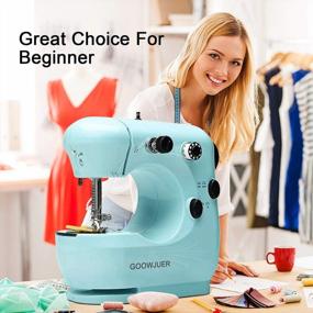 img 3 attached to 🧵 GOOWJUER Portable Mini Sewing Machine: Lightweight Electric Double Thread with Extension Table - Ideal for Beginners, Tailors, Arts & Crafts, Household Use in Blue!