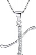 сверкающее ожерелье с подвеской в ​​виде алфавита cz из стерлингового серебра 925 пробы - идеальные свадебные украшения для женщин и девочек от elequeen логотип