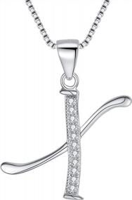 img 4 attached to Сверкающее ожерелье с подвеской в ​​виде алфавита CZ из стерлингового серебра 925 пробы - идеальные свадебные украшения для женщин и девочек от EleQueen
