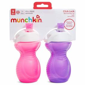 img 3 attached to Secure Sipping Made Easy: Munchkin Click Lock Bite Proof Sippy Cup, Blue/Purple, 9 Oz, 2 Pack