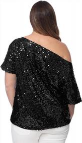 img 3 attached to Anna-Kaci Women'S Plus Size Sequin One Shoulder Short Sleeve Party Top