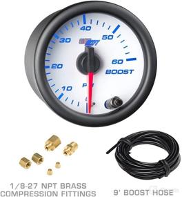 img 1 attached to 🔥 Enhanced GlowShift Diesel Gauge Package for Ford Super Duty F-250 F-350 6.0L 7.3L Power Stroke 1999-2007 - White 7 Color 60 PSI Boost, 2400F EGT & Transmission Temp Gauges - Tan Triple Pillar Pod+