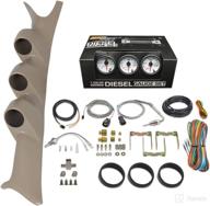 🔥 enhanced glowshift diesel gauge package for ford super duty f-250 f-350 6.0l 7.3l power stroke 1999-2007 - white 7 color 60 psi boost, 2400f egt & transmission temp gauges - tan triple pillar pod+ логотип