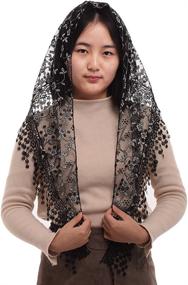 img 4 attached to 🔺 Blessume Triangle Pattern Classic Mantilla: Elevate Your Style with Special Occasion Women's Accessories