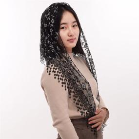 img 2 attached to 🔺 Blessume Triangle Pattern Classic Mantilla: Elevate Your Style with Special Occasion Women's Accessories