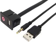 🔌 flush mount cable autos - lecmark universal 1.5m 3.5mm usb aux headphone male jack mounting modified socket for volkswagen toyota car logo