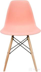 img 2 attached to 🪑 2xhome - Pink - DSW Molded Plastic Shell Bedroom Dining Side Chair with Brown Wood Eiffel Dowel-Legs Base and Natural Legs