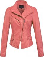 women's faux leather biker jacket with oblique zipper and slim fit styling by chouyatou логотип