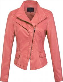 img 4 attached to Women'S Faux Leather Biker Jacket With Oblique Zipper And Slim Fit Styling By Chouyatou