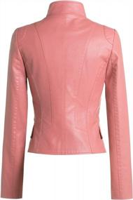 img 3 attached to Women'S Faux Leather Biker Jacket With Oblique Zipper And Slim Fit Styling By Chouyatou