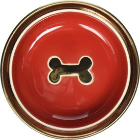 img 1 attached to 🐾 Stylish and Ethical: Ritz Copper Rim Dog Dish Red - 7 Inch Stoneware Dish