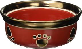 img 2 attached to 🐾 Stylish and Ethical: Ritz Copper Rim Dog Dish Red - 7 Inch Stoneware Dish