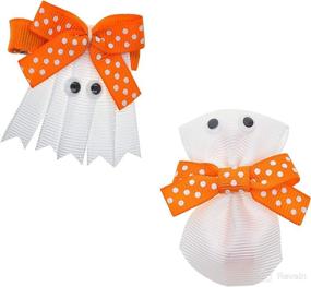 img 1 attached to 👻 Halloween Hair Bows for Little Toddler Girls - Boutique Grosgrain Ribbon Clips with Ghost Pumpkin Pattern