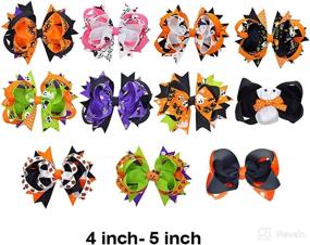 img 2 attached to 👻 Halloween Hair Bows for Little Toddler Girls - Boutique Grosgrain Ribbon Clips with Ghost Pumpkin Pattern