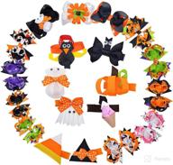 👻 halloween hair bows for little toddler girls - boutique grosgrain ribbon clips with ghost pumpkin pattern logo