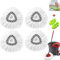 🧹 4 pack microfiber spin mop replacement heads - quick and easy cleaning with slipper shoes cover - compatible with spin mop logo