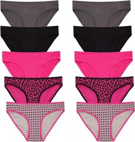 img 4 attached to 10-Pack Women'S Bikini Panties With Cotton Stretch And Breathable Comfort By René Rofé Lingerie