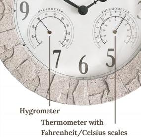 img 3 attached to 14" Sandstone Outdoor Clock With Thermometer, Hygrometer & Weather Station | PresenTime & Co.