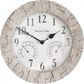 img 4 attached to 14" Sandstone Outdoor Clock With Thermometer, Hygrometer & Weather Station | PresenTime & Co.