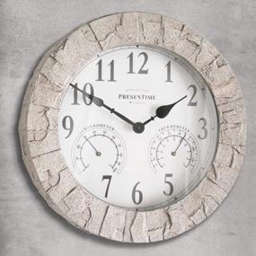 img 1 attached to 14" Sandstone Outdoor Clock With Thermometer, Hygrometer & Weather Station | PresenTime & Co.