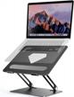 laptop stand for desk adjustable height angle foldable laptop riser, topmate aluminium computer stands ventilated laptop holder, notebook shelf lift support, for 10-17.3 inch laptops/macbook - black logo
