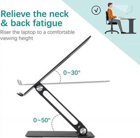 img 2 attached to Laptop Stand For Desk Adjustable Height Angle Foldable Laptop Riser, TopMate Aluminium Computer Stands Ventilated Laptop Holder, Notebook Shelf Lift Support, For 10-17.3 Inch Laptops/MacBook - Black