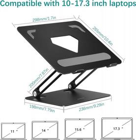 img 3 attached to Laptop Stand For Desk Adjustable Height Angle Foldable Laptop Riser, TopMate Aluminium Computer Stands Ventilated Laptop Holder, Notebook Shelf Lift Support, For 10-17.3 Inch Laptops/MacBook - Black