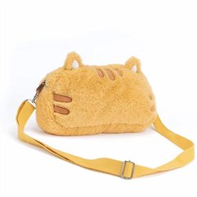 img 4 attached to Cute Fat Cat Plush Shoulder Bag For Nintendo Switch/OLED And Accessories - GeekShare Cartoon Crossbody Carrying Case