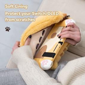 img 1 attached to Cute Fat Cat Plush Shoulder Bag For Nintendo Switch/OLED And Accessories - GeekShare Cartoon Crossbody Carrying Case