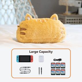 img 2 attached to Cute Fat Cat Plush Shoulder Bag For Nintendo Switch/OLED And Accessories - GeekShare Cartoon Crossbody Carrying Case